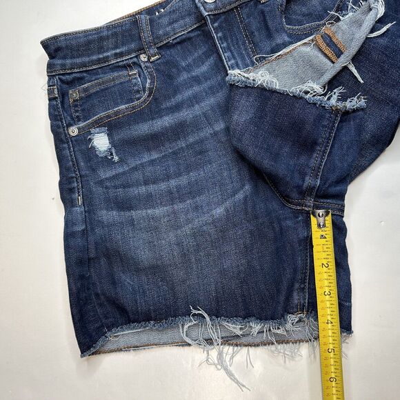 American Eagle Super Hi-Rise Shortie 8 Next Level Stretch Denim Jean Distressed - Picture 6 of 10